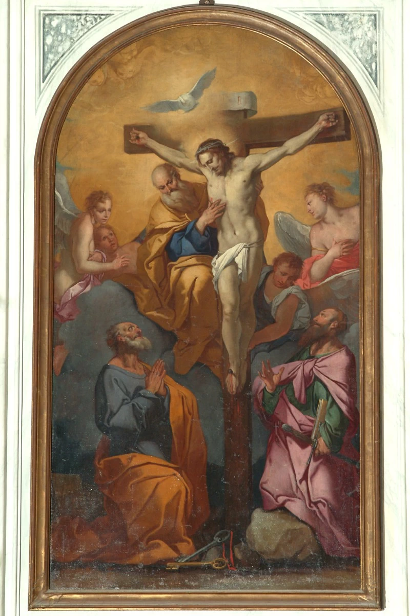 Attribuito a Carpioni G. sec. XVII, Trinità con i santi Pietro e Paolo